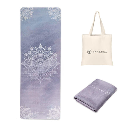 Travel Yoga Mat, Non Slip Exercise Suede Mat with Carry Bag, All-Purpose Fitness Mat with High Density Anti-Tear Surface for Women, Ideal for Pilates Workout (72'' x 24'' x 1.5mm Thick)