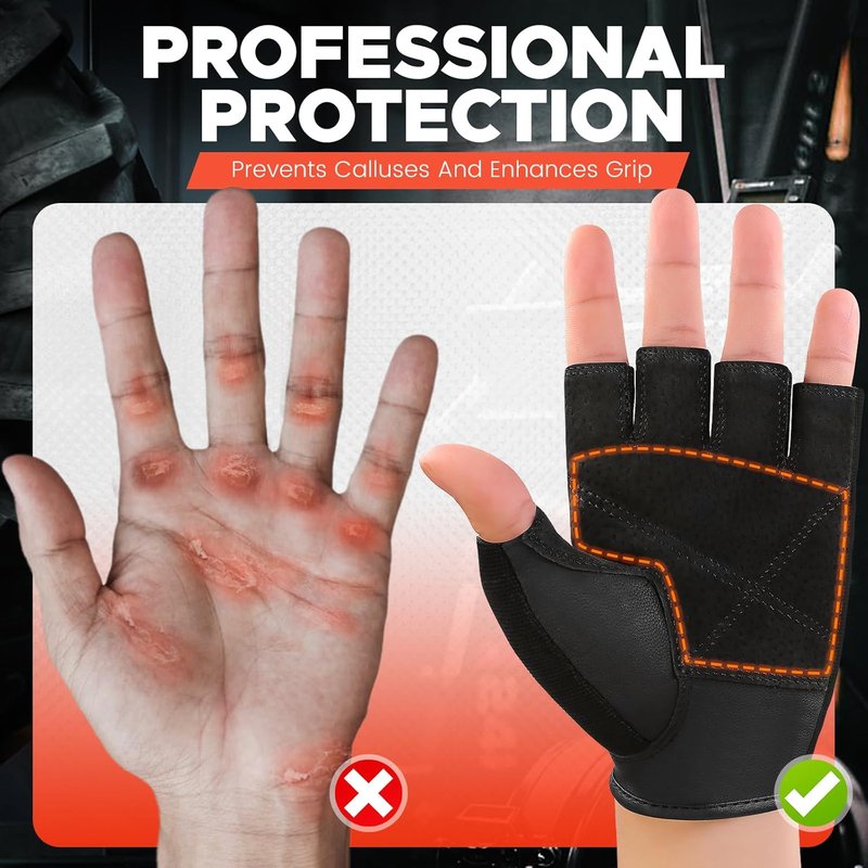 BEACE Weight Lifting Gym Gloves - Anti-Slip Leather Palm for Workout & Fitness | Unisex