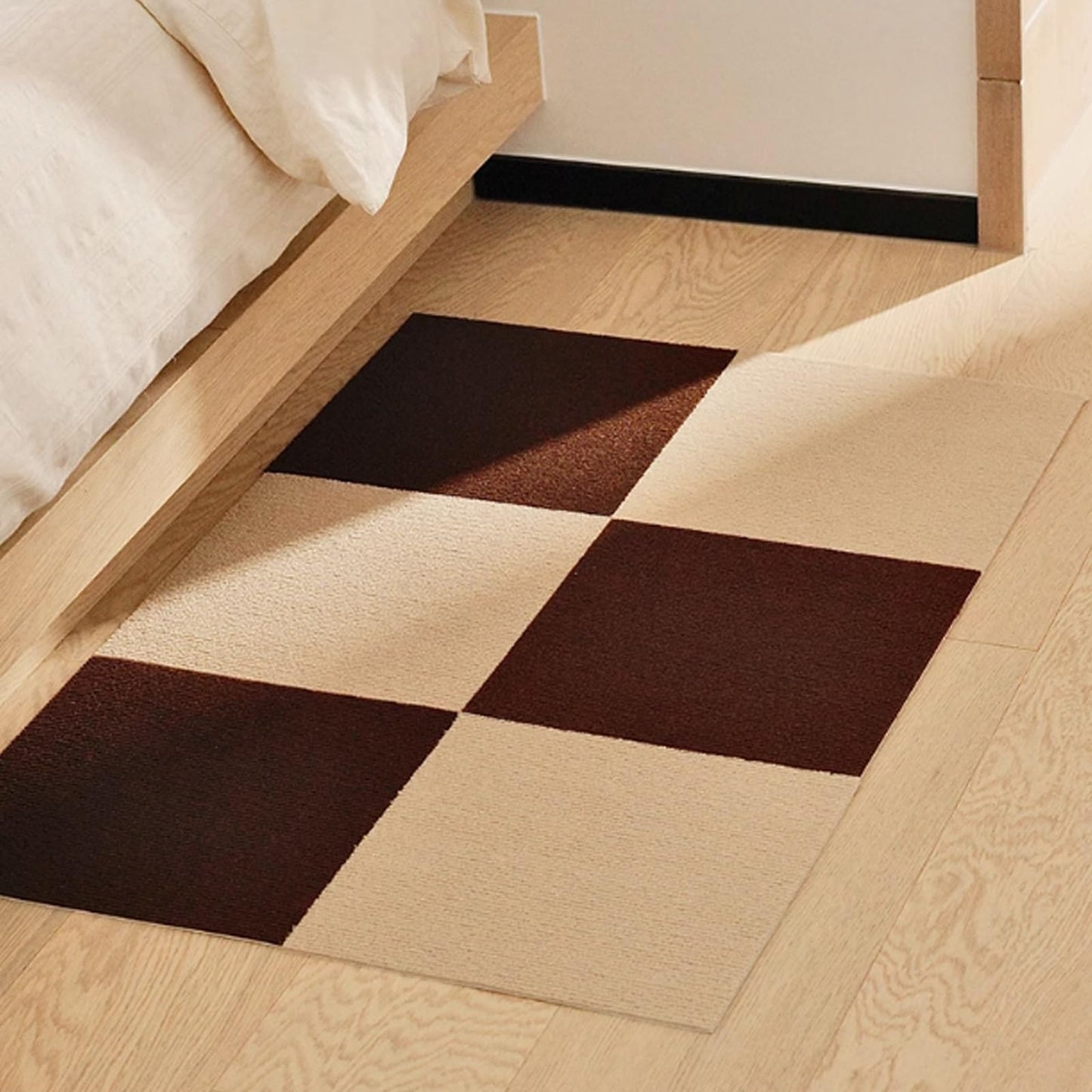 BRCYKRWY 8pcs Carpet Squares Puzzle Floor Mat,Modern Sound Insulation Carpet,Interlocking Bedroom Area Rugs,Indoor Low Pile Bedroom Floor Mat,Seamless Splicing,Suitable for All Seasons,Easy to Clean