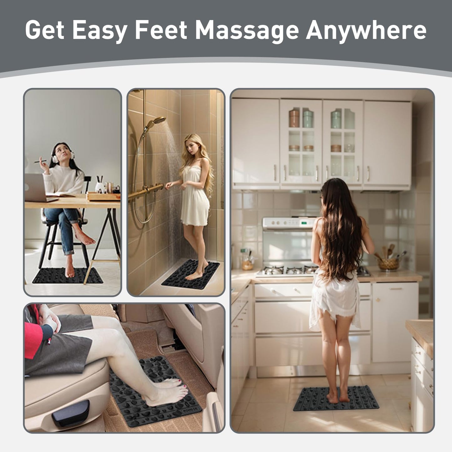 iLivin Portable Feet Acupressure Mat, Foldable Foot Massager Mat, Pressure Point Massage Pad, Anti Fatigue Office Standing Desk Pad, Stand Up Pad, Relieve Foot Pain