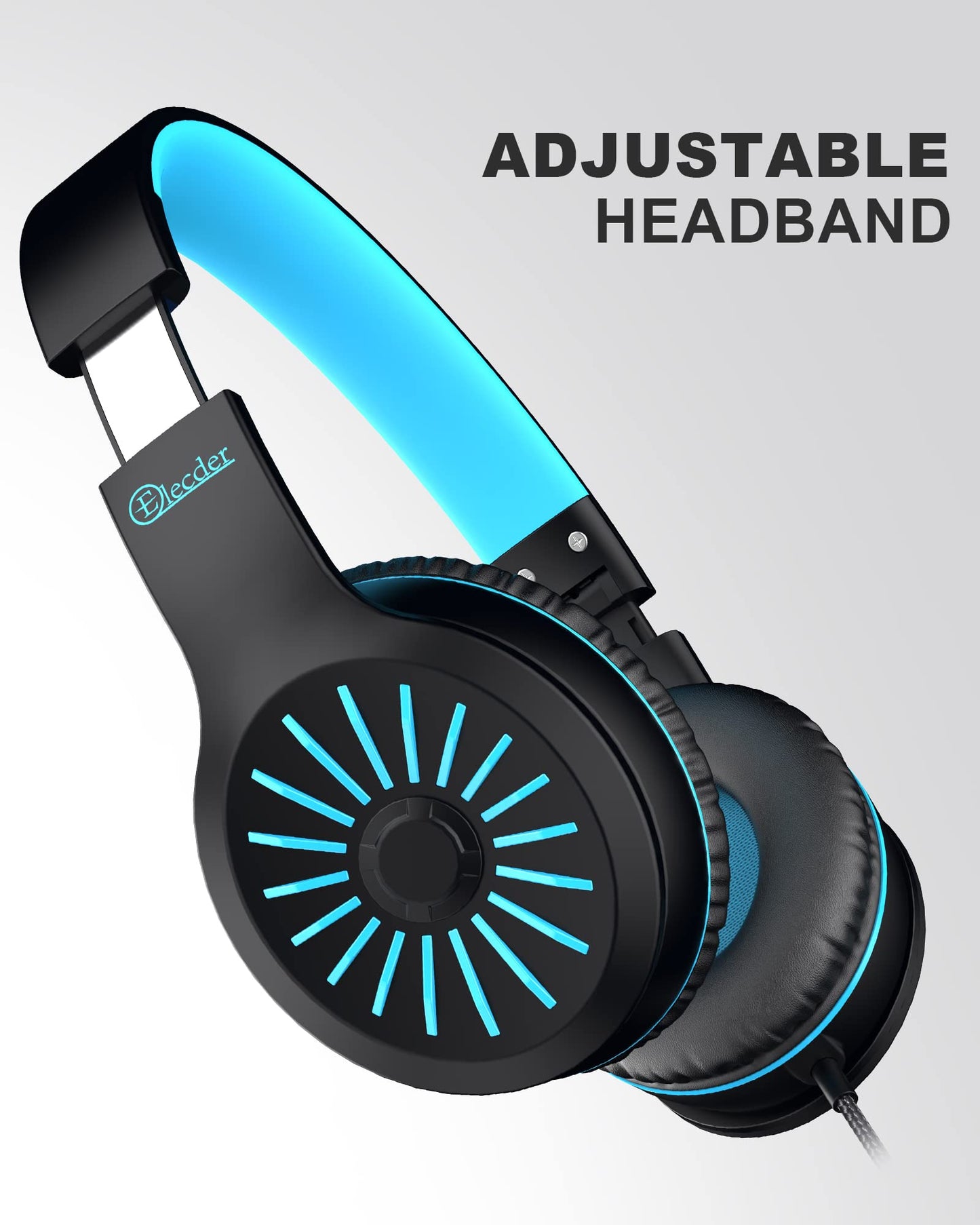 ELECDER i45 On-Ear Headphones with Microphone, Foldable Stereo Bass, 1.5M No-Tangle Cord, 3.5MM Jack, Portable Wired Headphones for School, Kids, Teens, Smartphones, Tablet, Travel - Black