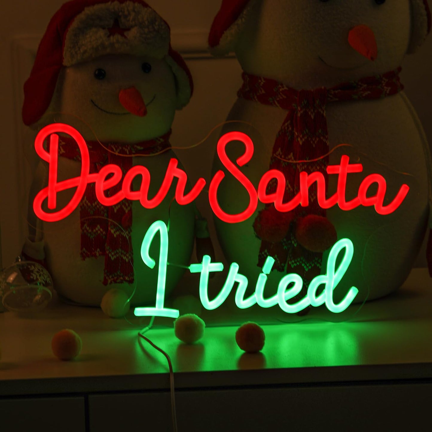 Dear Santa I Tired Neon Signs Merry Christmas LED Light Red Funny Eve Neon Lamp for Kids Bedroom Nursery Happy New Year Party Wall Decor Xmas Gift for Good Boys Girls