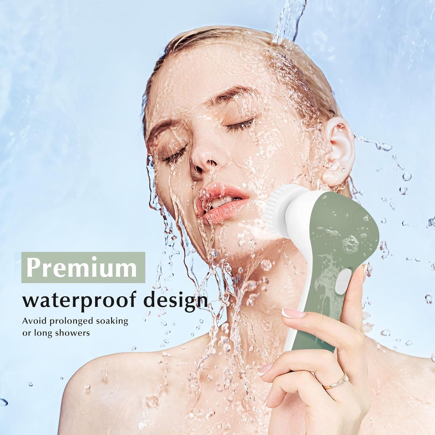 COSLUS Facial Cleansing Brush Silicone Face Scrubber: 2 in1 FBS-D Electric Exfoliating Massage Device Waterproof Deep Cleaning Exfoliation Rotating Spa Machine - Electronic Skin Care Wash Clean System