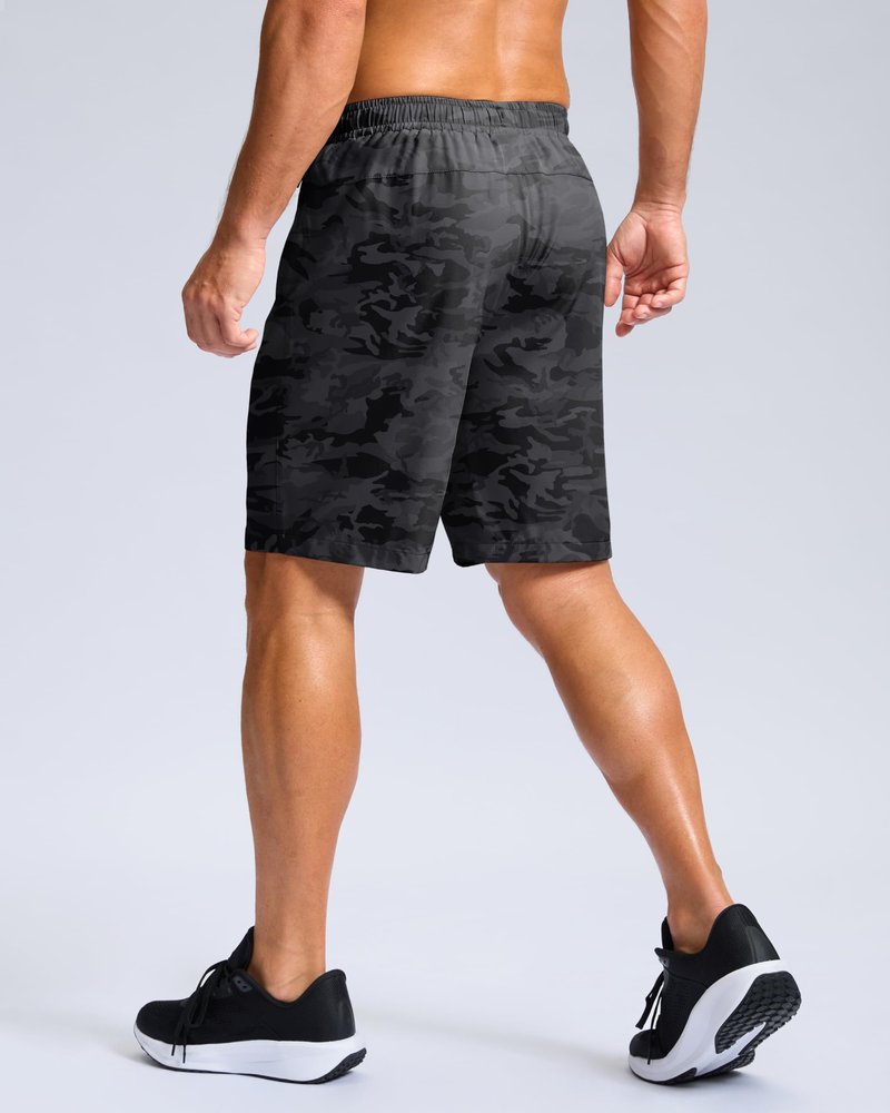 G Gradual Men's Athletic Running Shorts with Zipper Pockets Quick Dry 7"/ 5"/ 9" Workout Gym Shorts for Basketball Hiking(Grey Camo,9XXL)
