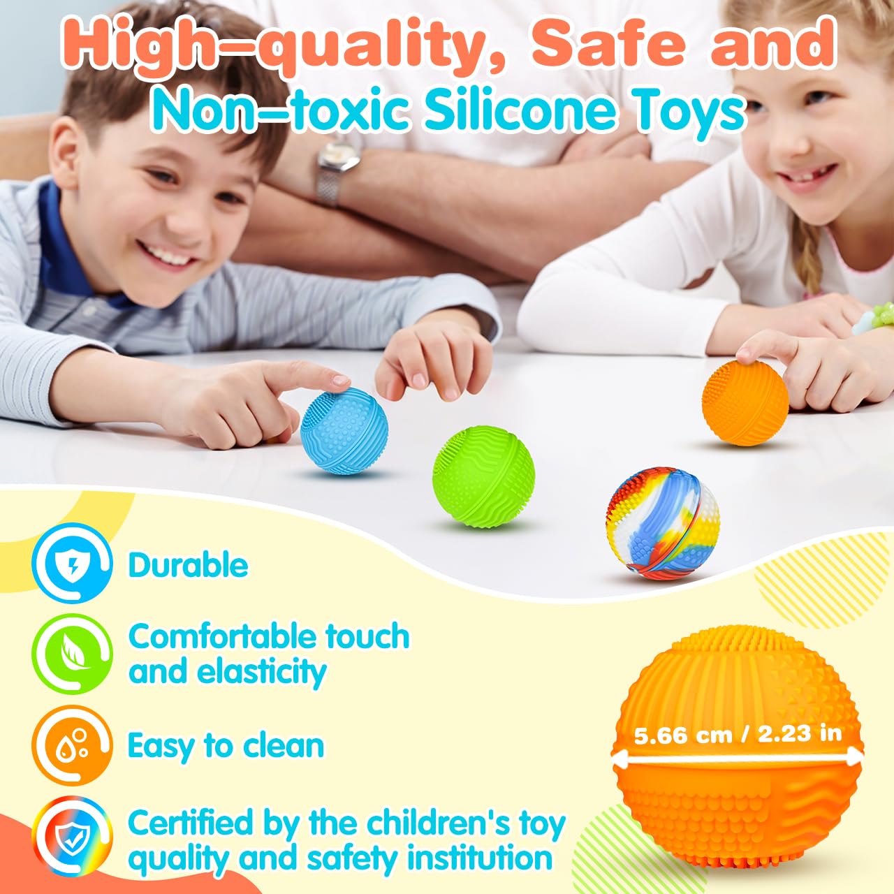 QINGLER Sensory Fidget Squeeze Balls 4 Pack for Kids & Adults