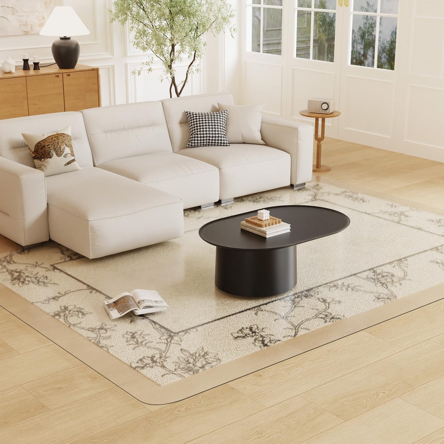 Mymeely Floor Mat for Home, 6'x9 Upgraded Clear Area Rug for Dining Room, Non-Slip Hard Floor Living Room, PVC Waterproof Vinyl Floor Protector Mat, Large Plastic Under Bedroom, Kitchen, Table