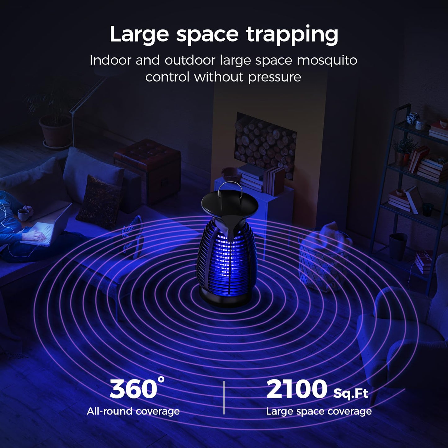 Outdoor Bug Zapper with LED Light - Electric Mosquito Killer Fly Trap Insect Zapper Outdoor and Indoor for Home Kitchen, Patio, Backyard