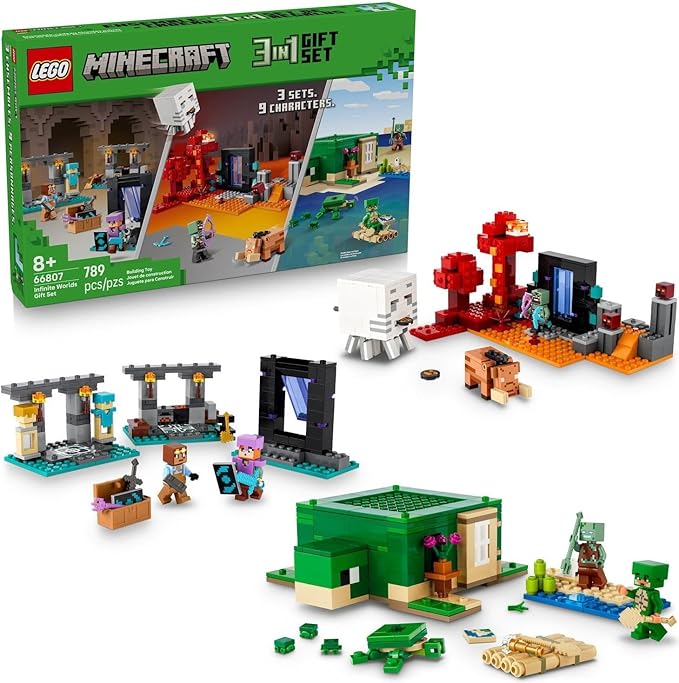 LEGO Minecraft 66807 Infinite Worlds Gift Set Building Kit – 789-Piece Adventure Playset with Multiple Biomes &amp Figures Video Game Toy Gift for Kids Ages 8+