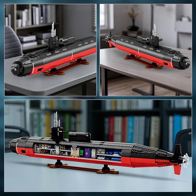 Reobrix Nuclear Submarine Building Sets for Adults 1:125 Military Los Angeles Class SSN Submarine Model 33049 Striking Display Piece Home Decor Collectible Submarine Toy Gifts for 14+ (2750 PCS)