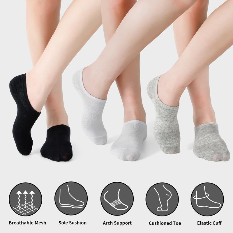 Loucey No Show Socks Invisible Socks Men Women Cushioned Low Cut Ankle Sock for Running Gym Hiking, 9 Pairs(mix colors Small)