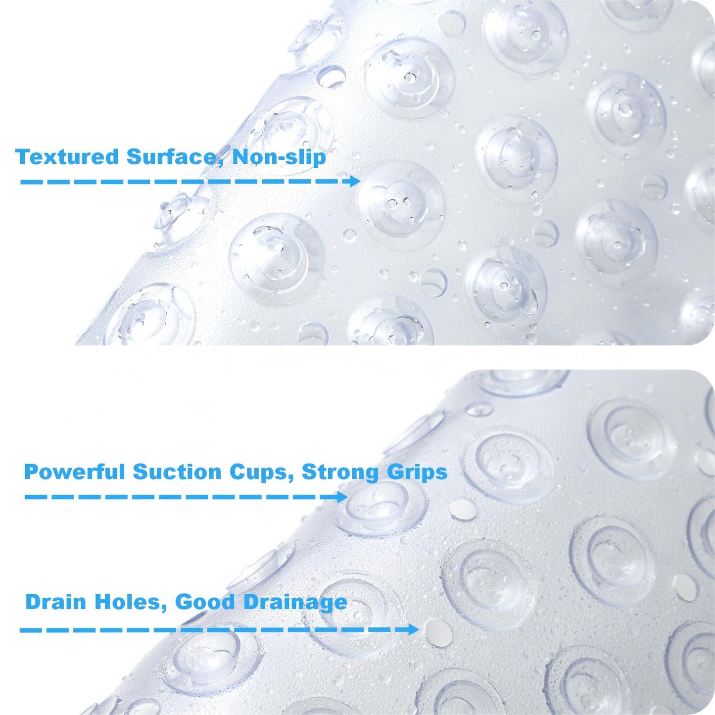 Anti Slip Bathtub Mat,Non Slip Bath Mat,16x35 Inch Extra Long Tub Mat,Machine Washable Bathroom Shower Mat with Suction Cups and Drainage Holes,Soft on Feet (White)