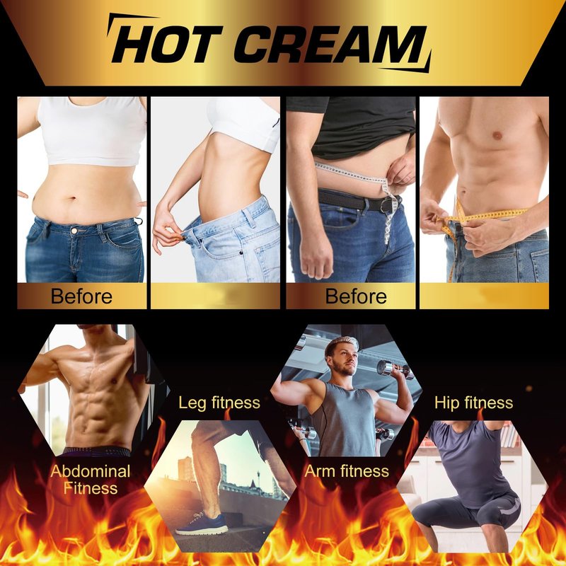 FANSHI Hot Sweat Cream – Natural Workout Enhancer for Muscle Warm-Up & Skin Tightening – Supports Sweat & Circulation – for Women & Men – Belly, Thighs, Arms, 4fl.oz