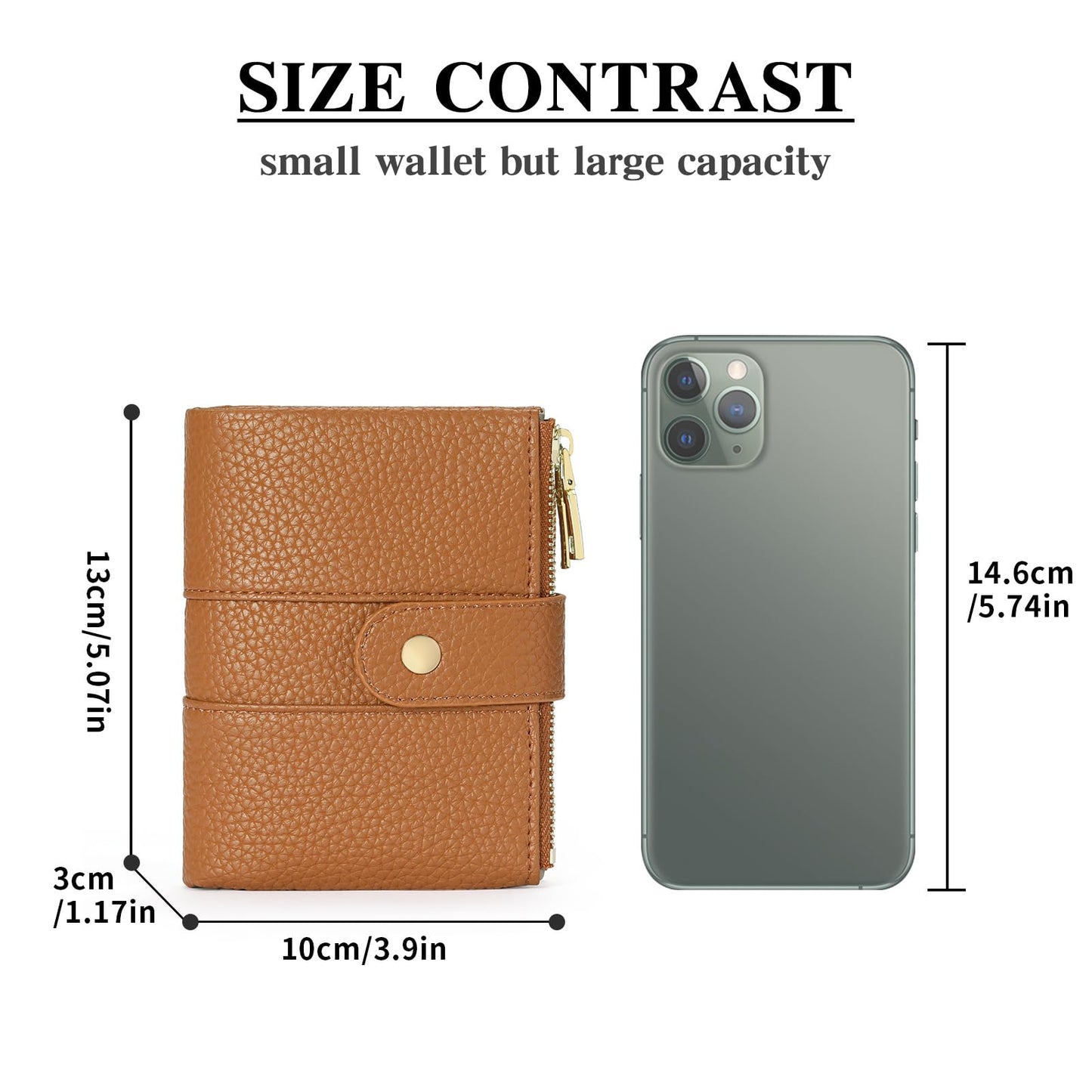 GOIACII Small Wallet for Women with Double Zipper Pocket RFID Blocking Ladies Wallet Leather