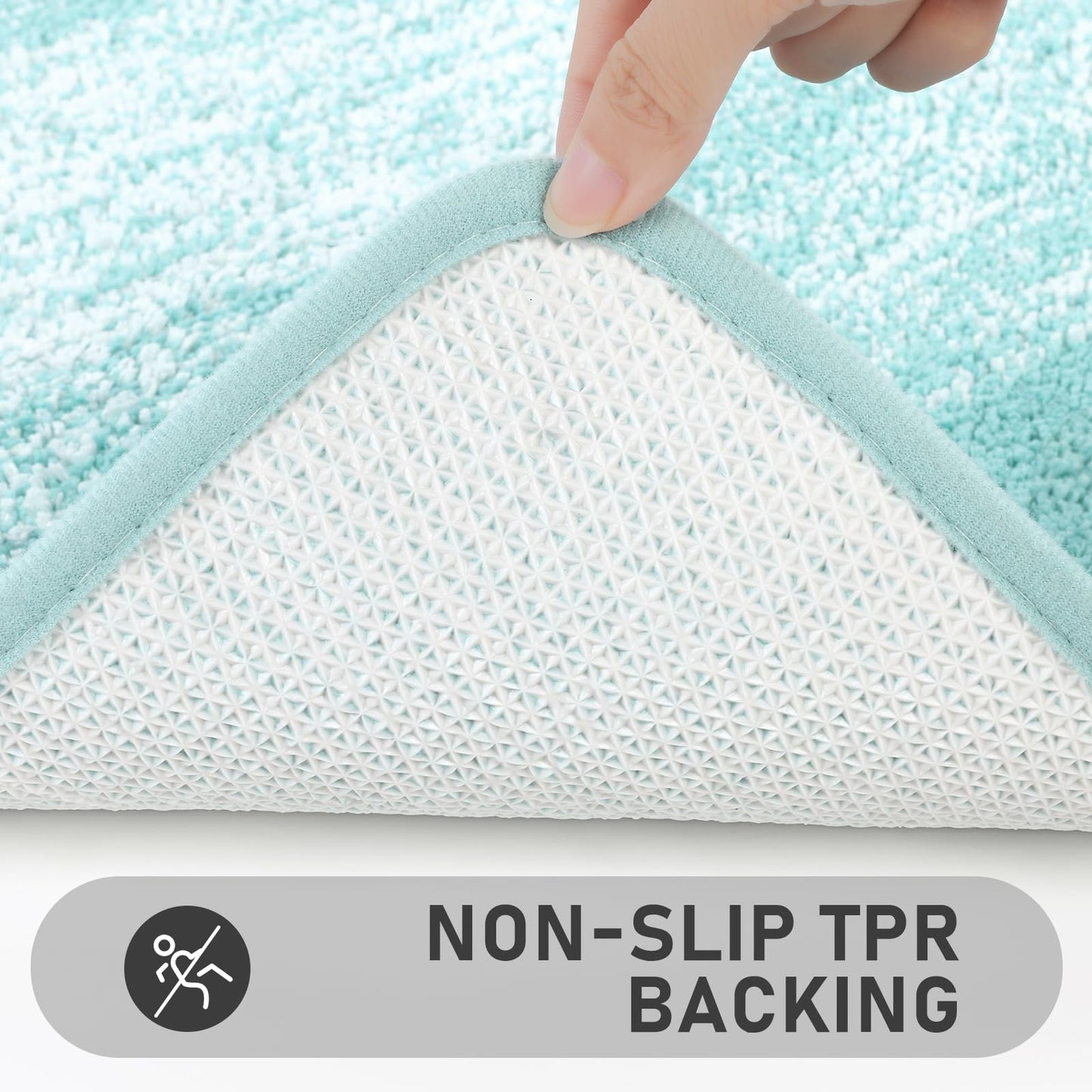 Bsmathom Bathroom Rugs Sets 4 Piece, Soft Absorbent Microfiber Bath Rugs with U-Shaped Contour Toilet Rug and Toilet Lid Cover, Thick Non-Slip Plush Shaggy Bath Mat Set,Teal