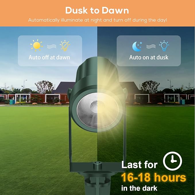ZYAN Solar Powered Landscape Spotlights, Green Cord Solar Spot Lights Outdoor Auto On/Off, Waterproof Landscape Lighting for Yard, Garden, Lawn, Plant, Tree, Wall, Fence (Warm-White, 4 Pack)
