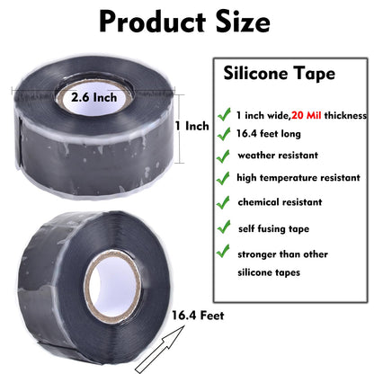 APORNI Self Sealing Fusing Silicone Tape,1 in Wide 16.5 Feet Heavy Duty & Leak Proof Rubber Waterproof Hose Tape Pipe for Water Emergency Pipeline Repair Cable Winding Insulating Red