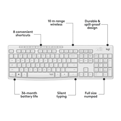 Logitech MK295 Wireless Mouse & Keyboard Combo with SilentTouch Technology, Full Numpad, Advanced Optical Tracking, Lag-Free Wireless, 90% Less Noise - Graphite