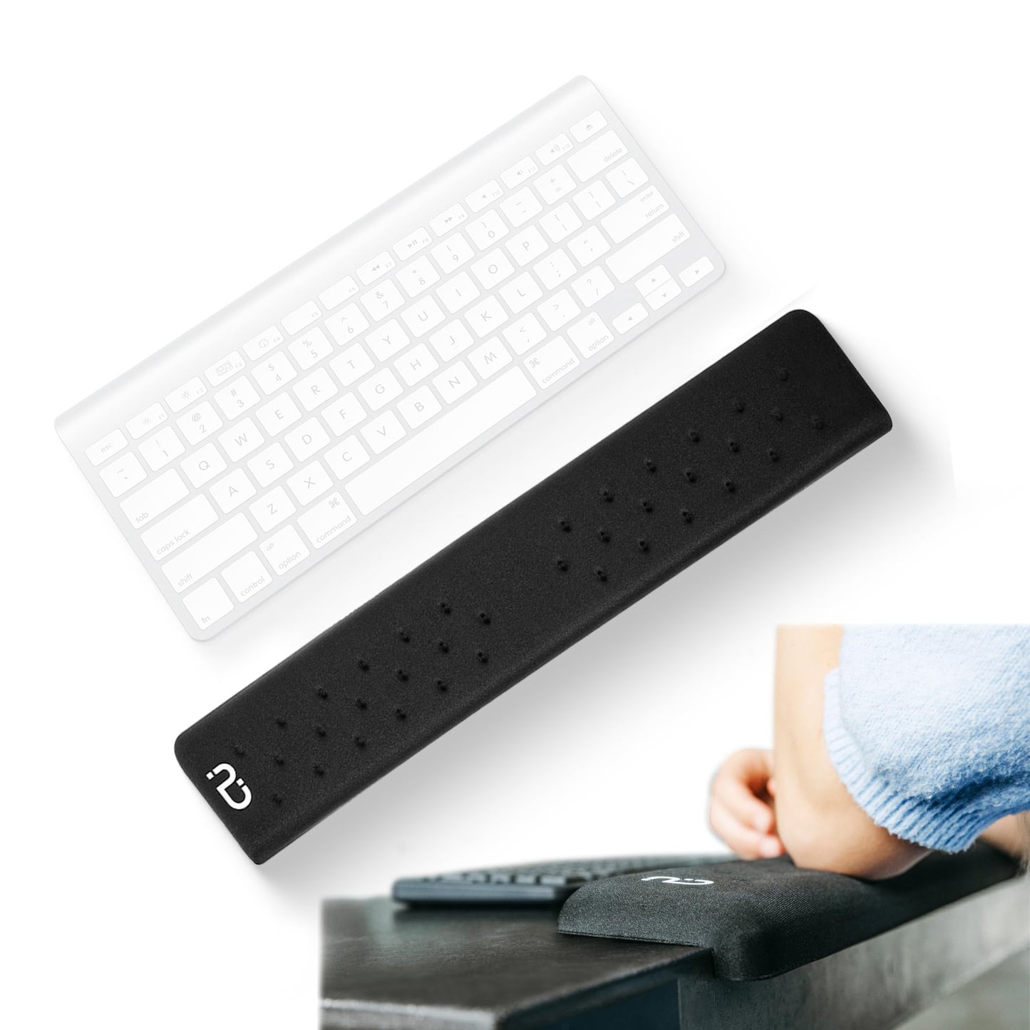 EdgeRest Mini PostureUp L-Shaped Desk Long Wrist Rest Elbow, Forearm & Wrist Comfort Support for Table or Desk Edge, Non-Slip, Memory Foam Padding, Ergonomic Design for Work, Universal Fit, Black