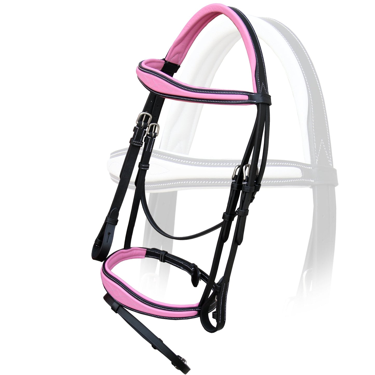 Exion Pink English Bridle for Horses | Anatomic Snaffle Noseband & Browband Jumping English Bridle with Flash | Royal English Bridle
