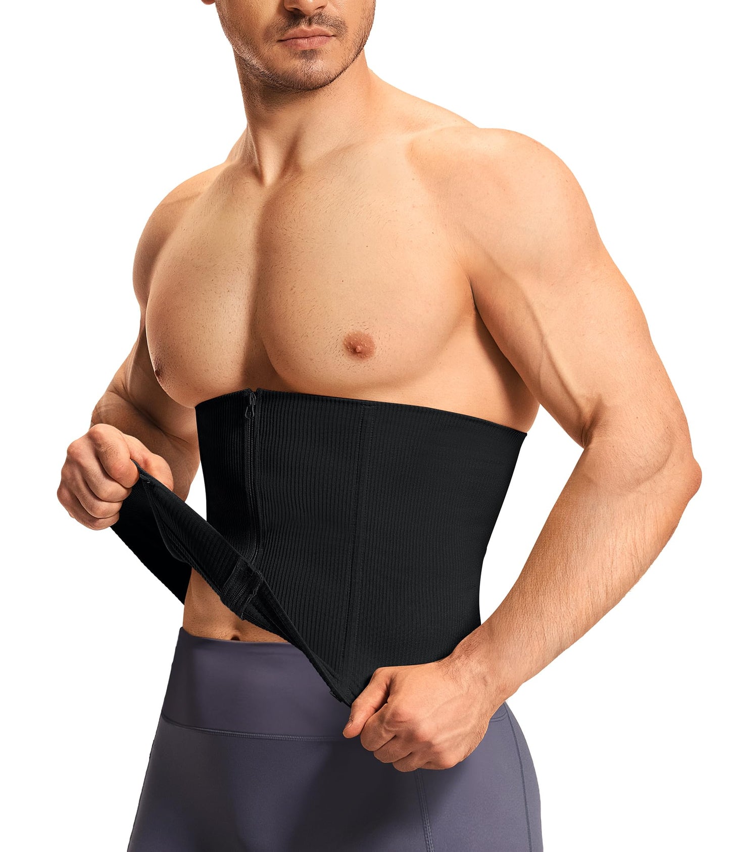 TAILONG Waist Trainer for Men Shapewear Tummy Control Body Shaper Slimming Girdle Fajas para Hombres Corset with Zipper Black