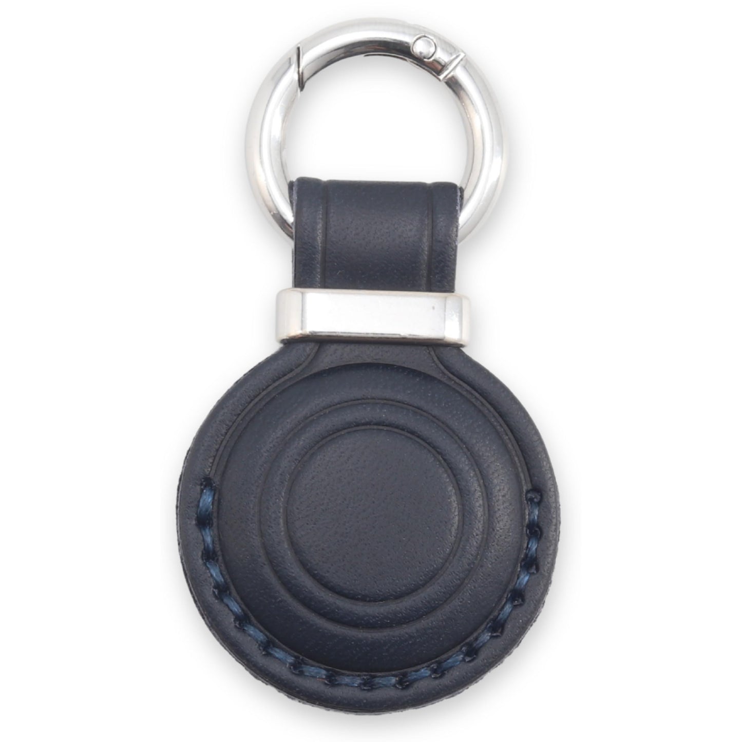 Toprank Leather AirTag Holder Keychain – Full Grain Leather Case Compatible with Apple AirTag, Hidden Secure Design, Slim Protective Cover (Navy Blue)