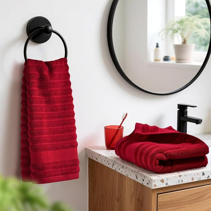 Jacquotha Red Hand Towels for Bathroom Ribbed