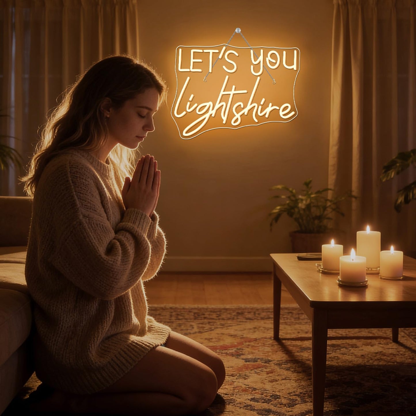 Let's You Light Shine Neon Lights in Bedroom Warm White Christian Neon Sign for Wall Decor Bible Verse Wall Art Religious Gifts for Lords Prayer Decor Jesus Gift to Women