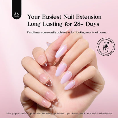 Beetles Gel Nail Extension Kit Almond Shape, Easy 9 in 1 Glue Uv Led Set Etch X Nail Tips Short Almond Half Matte Tips, Gift for Women & Girls, 504 pcs