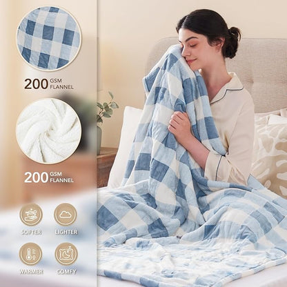 Homemate Electric Blanket Heated Queen Size - 84“x90“ Ultra Soft Cozy Flannel Heating Blanket with 10 Fast Heat Levels 8 Hours Auto Off Over-Heated Protection ETL Certification Keep Warm in Home