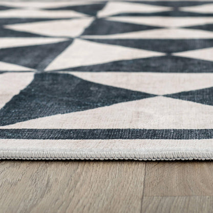 Rugshop Geometric Diamond Washable Non Slip Area Rug 5' x 7' Cream