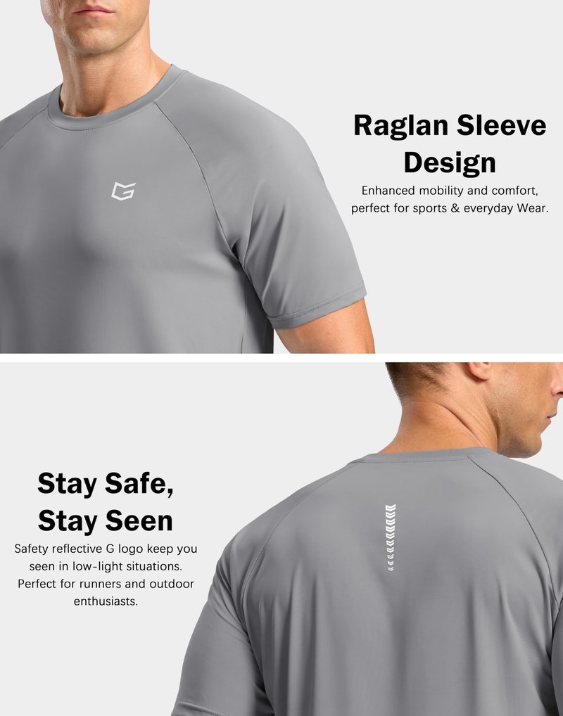 G Gradual Men's Athletic Workout T-Shirts Moisture Wicking Cooling Running Shirts Short Sleeve Performance Tee for Gym Tennis(Light Grey,XXL)