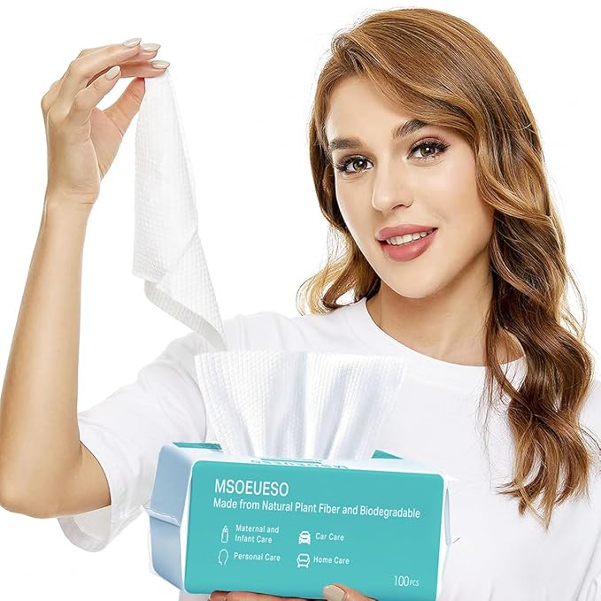 MSOEUESO Soft Dry Wipes Cotton Facial Tissues, Cotton Face Towel