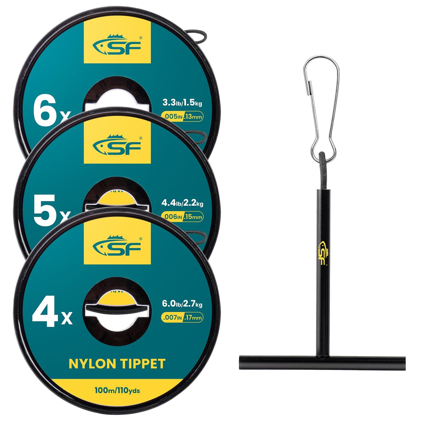 SF Clear Monofilament Nylon Tippet Line Fly Fishing with Spool Holder Tippets Leaders Trout # 100M 4X-6X 3 Packs
