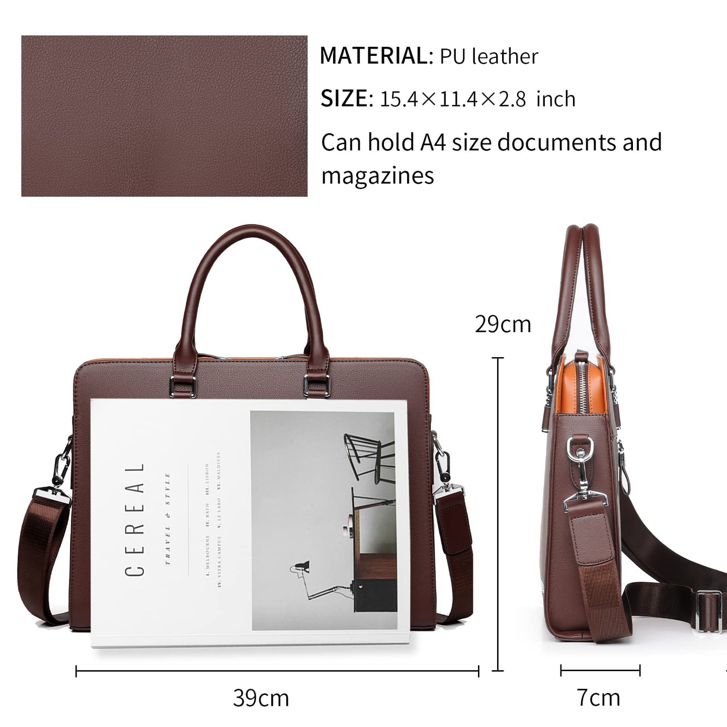 FSD.WG]Business Bag Leather Briefcase Shoulder Laptop Business Bag for Men