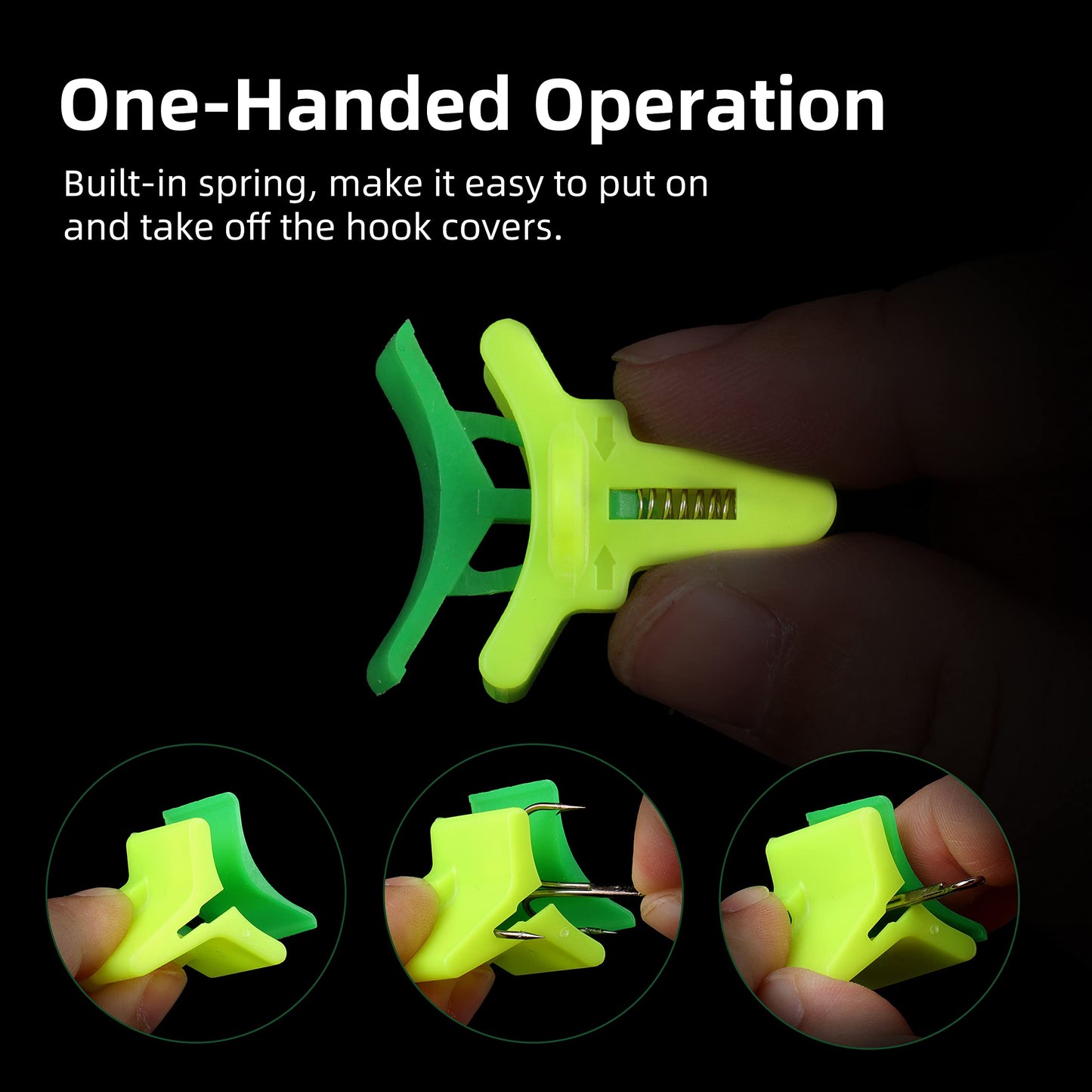 RUNCL Treble Hooks Covers Fishing Hooks Protector Treble Hook Safety Cap Hook Bonnets for Fishing Lures - Spring Design, Hollow Construction, Tangles Free, Fishing Hook Caps (Medium, 40pcs)