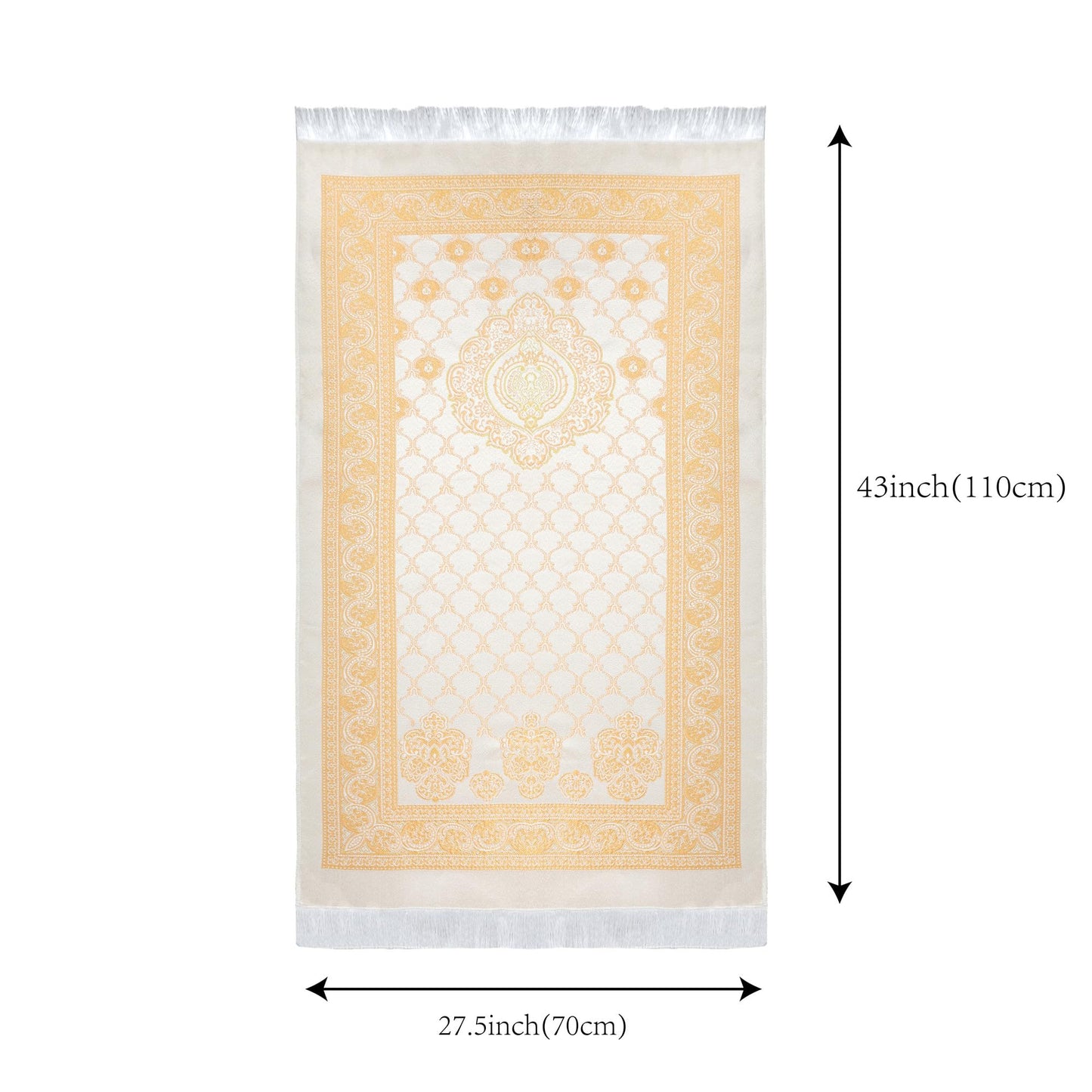 Prayer Rug Muslim Prayer Mat for Kids Men Women - Soft Thin Prayer Carpet Mats Islam for Eid Travel Ramadan, Mubarak Islamic Gifts (Champagne)