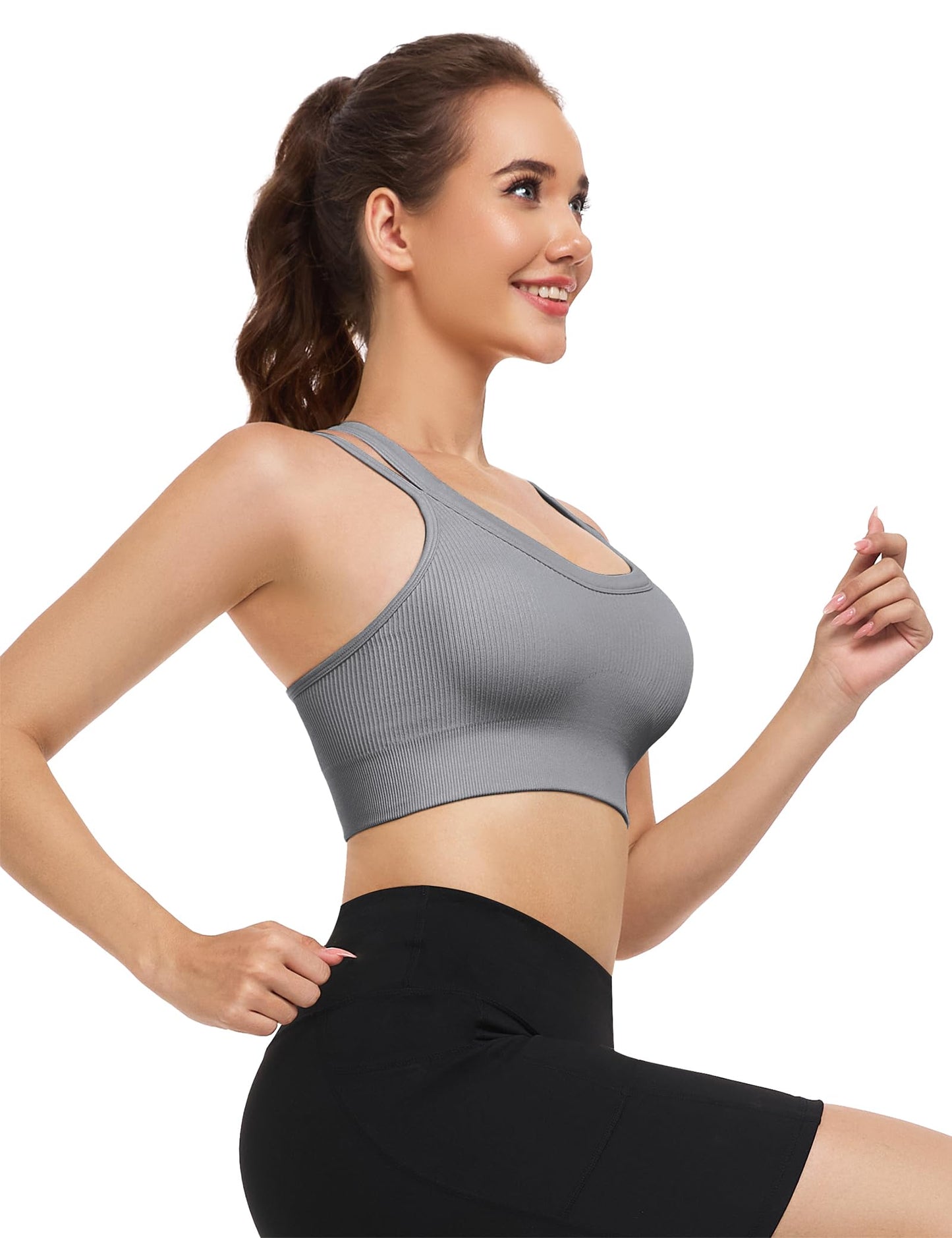 WANAYOU High Support Sports Bras for Women Cross Back Workout Sports Bra