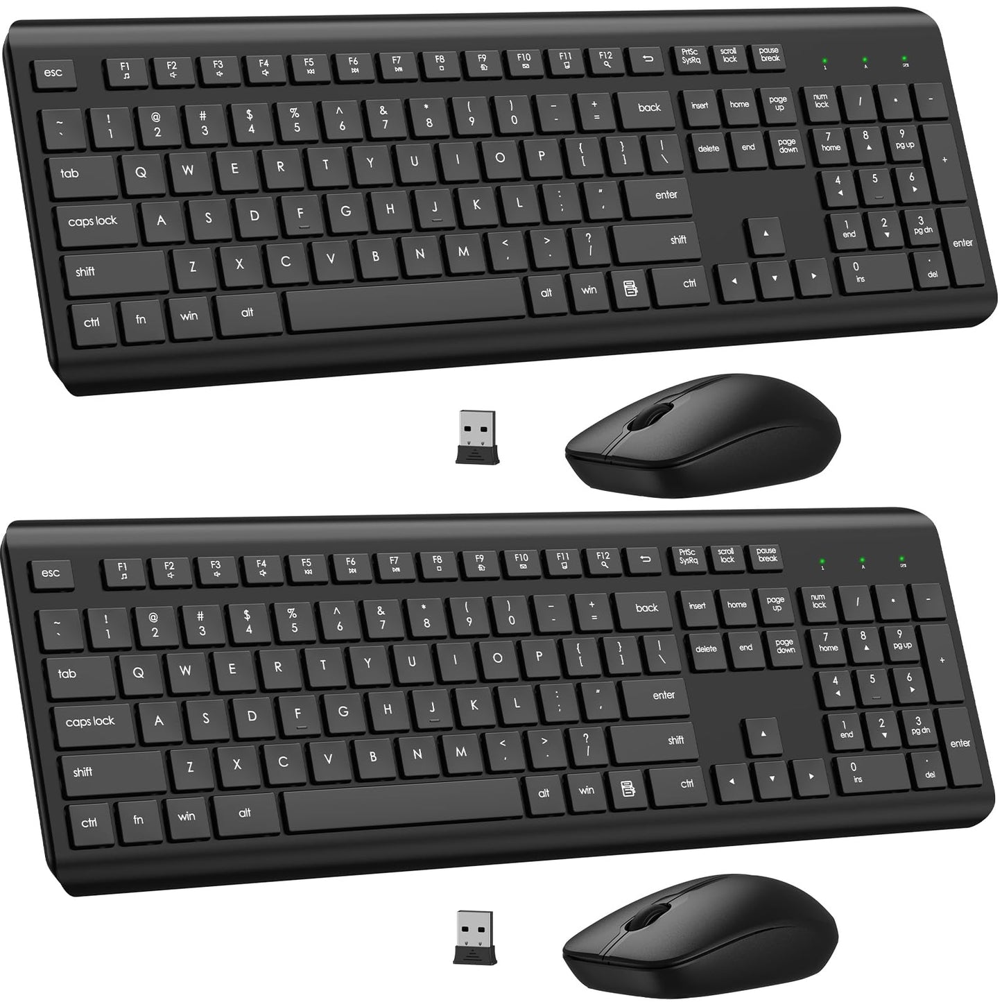 Wireless Keyboard and Mouse Combo, Full Size Silent Ergonomic Keyboard and Mouse, Long Battery Life, Optical Mouse, 2.4G Lag-Free Cordless Mice Keyboard for Computer, Mac, Laptop, PC, Windows