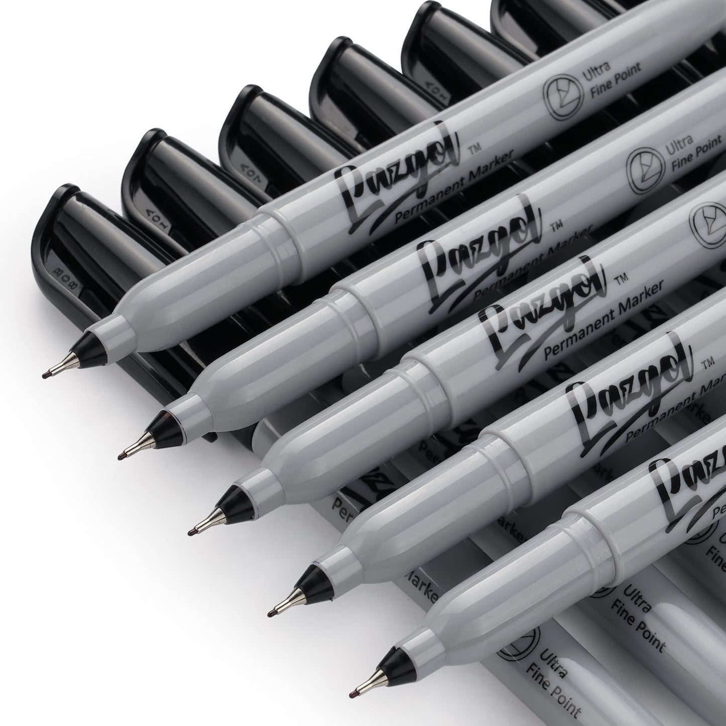 LAZGOL Permanent Markers Bulk, Ultra Fine Point, 60 Pack Black 0.4 mm Permanent Marker set, Felt Tip Pens Works on Plastic, Wood, Stone, Metal and Glass for Doodling, Marking