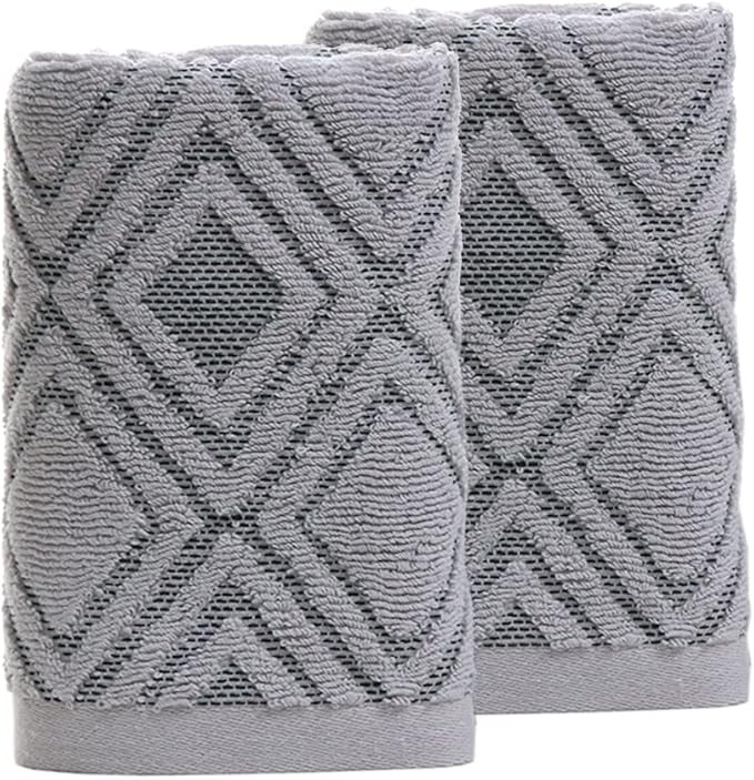 Pidada Hand Towels Set of 2 Diamond Pattern 100% Cotton Absorbent Soft