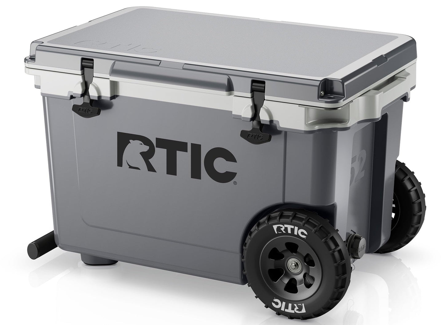 RTIC 52 Quart Ultra-Light Wheeled Hard Cooler Insulated Portable Ice Chest Box for Beach, Drink, Beverage, Camping, Picnic, Fishing, Boat, Barbecue, 30% Lighter Than Rotomolded, Dark Grey & Cool Grey