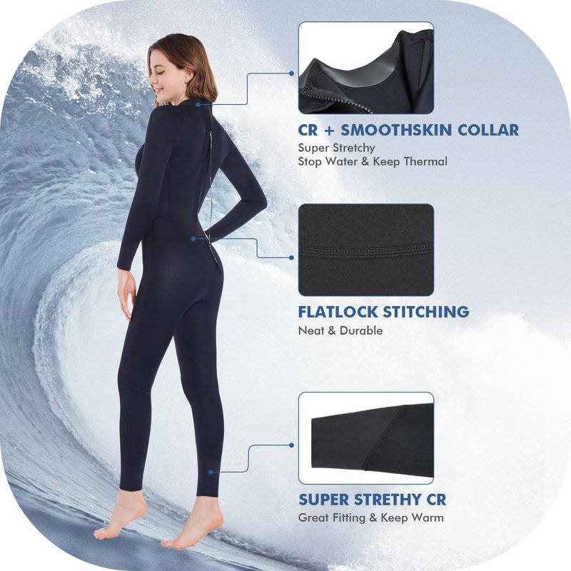 Dark Lightning Wetsuits - 3/2mm Cold Water Suit for Men & Women | Ideal for Diving, Surfing & Snorkeling