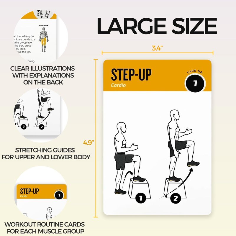 Bodyweight Training Cards Set - 50-Exercise Fitness Deck for Home/Gym, Beginner to Advanced, Customizable Workouts (Vol 1)