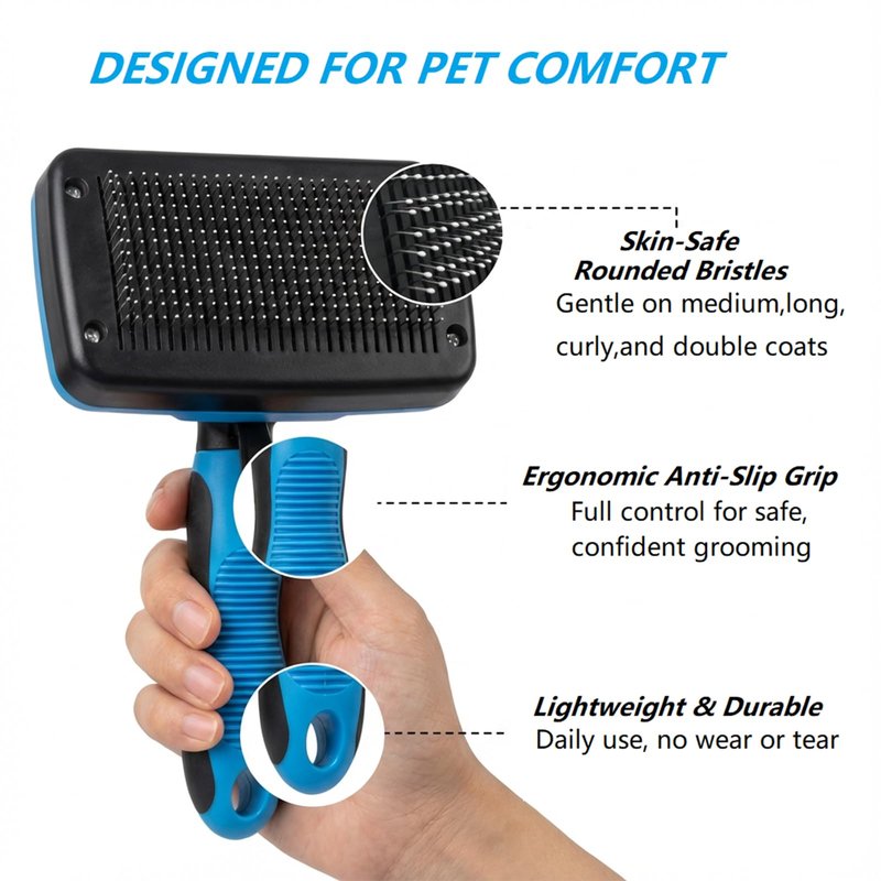 PETIMP STORE 4PCS Self Cleaning Slicker Brush, Pet Grooming Rake, Bath Brush & Massage Brush for Short/Long Haired Dogs, Cats & Horses, Pet Grooming Deshedding Tools - Pet Supplies (Green Black)