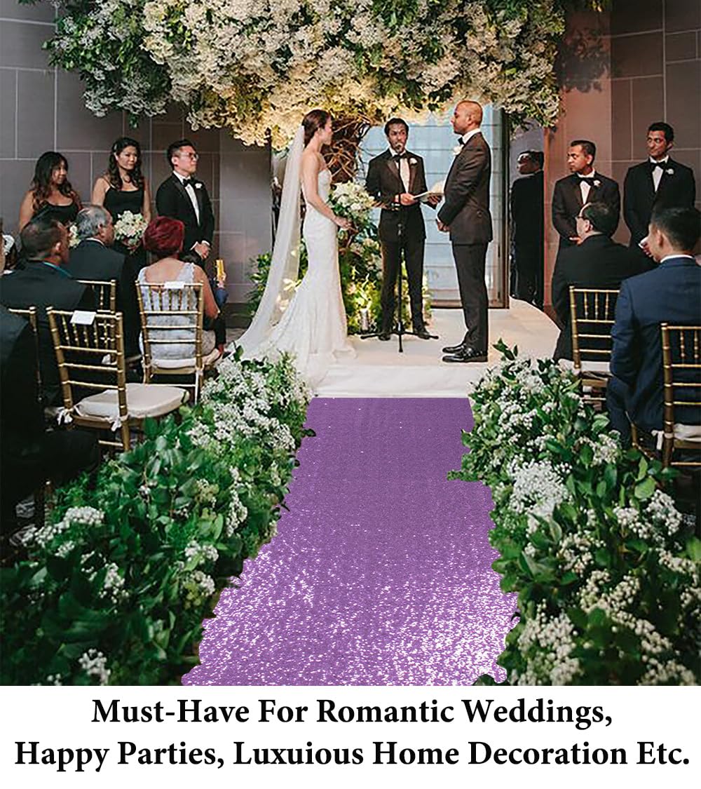 DUOBAO Aisle Runner for Wedding 15FTx2FT Sequin Aisle-Runner Indoor Outdoor Ceremonies Decor Lavender Carpet Runners Rugs Church Runner Wedding Walkway