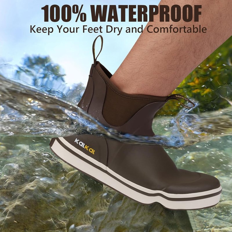 Men's Deck Boots - Anti-Slip Waterproof Fishing Rain Boots with Memory Foam | Sizes 7-14