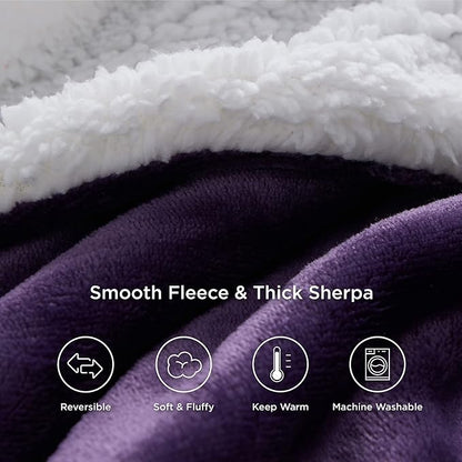 Bedsure GentleSoft Sherpa Fleece Throw Blanket Twin Size for Couch - Thick and Warm Throw for Women, Soft Fuzzy Plush Twin Blanket for Winter, Purple, 60x80 Inches