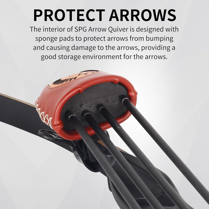 Adjustable Archery Arrow Quiver - Leather Holder with Quick Shoot System | Fits 4/6 Arrows for Longbow & Recurve Bow