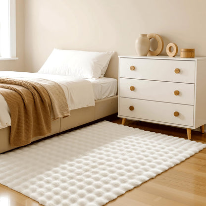 Lotus Karen Washable Area Rug, 3D Bubble Rug for Living Room, Bedroom, Faux Fur Carpet for Home Decor,5' W × 7' L, Cream White