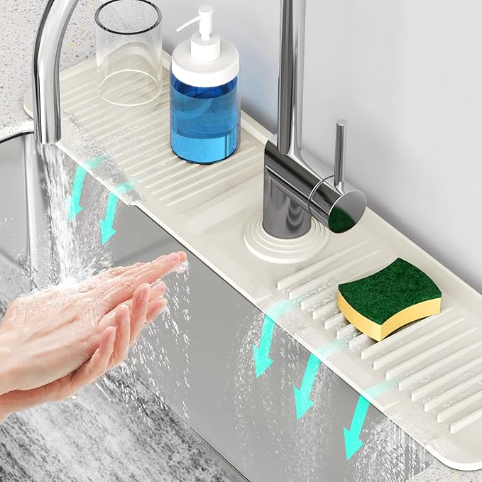 24'' Faucet Mat for Kitchen Sink Faucet Mat Kitchen Sink Splash Guard Silicone